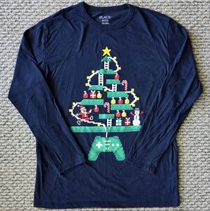 The Children's Place Navy Christmas Gaming Tree Long Sleeve Tee
